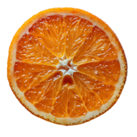 AI generated Orange slice PNG. Slice of orange top view PNG. One slice of orange citrus fruit flat lay PNG