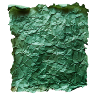 AI generated Green crumpled paper top view PNG. Green old paper texture for overlay PNG. Crinkly old paper isolated png