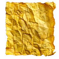 ai généré Jaune froissé papier Haut vue png. Jaune vieux papier texture pour recouvrir png. froissé vieux papier isolé png