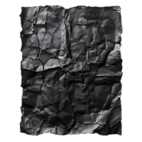 AI generated Black crumpled paper top view PNG. Black old paper texture for overlay PNG. Crinkly old paper isolated png