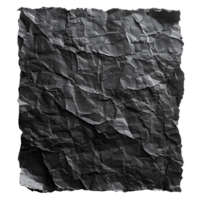 AI generated Black crumpled paper top view PNG. Black old paper texture for overlay PNG. Crinkly old paper isolated png