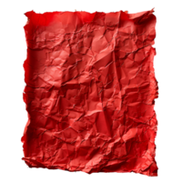 AI generated Red crumpled paper top view PNG. Red old paper texture for overlay PNG. Crinkly old paper isolated png