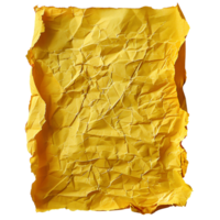 AI generated Yellow crumpled paper top view PNG. Yellow old paper texture for overlay PNG. Crinkly old paper isolated png