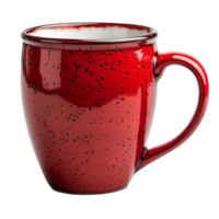 AI generated Red rustic mug PNG. Cup for coffee or tea drinking isolated. Old rustic mug PNG