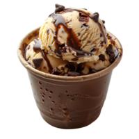 AI generated Ice cream cup PNG. Vanilla ice cream in cup isolated. Ice cream cup top view PNG