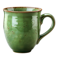 AI generated Green rustic mug PNG. Cup for coffee or tea drinking isolated. Old rustic mug PNG