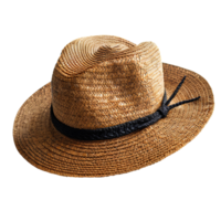 AI generated straw hat PNG. Straw hat with a bow isolated. Straw hat top view PNG. Straw hat flat lay isolated. Hat for protection against the sun during summer time png