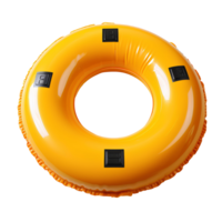 AI generated Yellow pool float PNG. yellow pool float top view PNG. Plastic pool float for swimming flat lay isolated png
