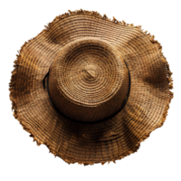 AI generated straw hat PNG. Straw hat with a bow isolated. Straw hat top view PNG. Straw hat flat lay isolated. Hat for protection against the sun during summer time png
