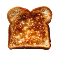 AI generated Roasted slice of toast bread PNG. Toast top view PNG. Slightly burnt toast bread flat lay isolated png