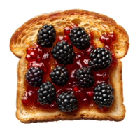 ai generiert geröstet Scheibe von Toast Brot mit Brombeere Marmelade png. Toast oben Aussicht png. leicht verbrannt Toast Brot eben legen isoliert. Brombeere Marmelade png