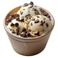 AI generated Ice cream cup PNG. Vanilla ice cream in cup isolated. Ice cream cup top view PNG