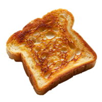 AI generated Roasted slice of toast bread PNG. Toast top view PNG. Slightly burnt toast bread flat lay isolated png