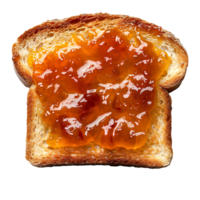 AI generated Roasted slice of toast bread with apricot jam PNG. Toast top view PNG. Slightly burnt toast bread flat lay isolated. Apricot jam png