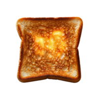 ai gegenereerd geroosterd plak van geroosterd brood brood png. geroosterd brood top visie png. een beetje verbrand geroosterd brood brood vlak leggen geïsoleerd png