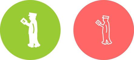 Guard Checking Passport Vector Icon