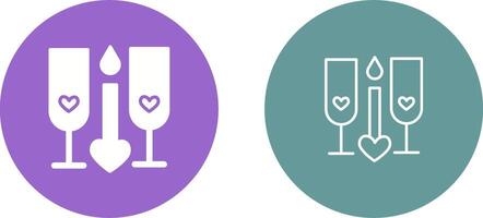 Two Glasses Romantic Vector Icon