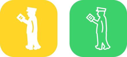 Guard Checking Passport Vector Icon