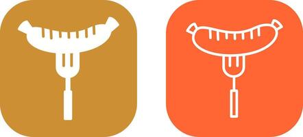 Sausage on Fork Vector Icon