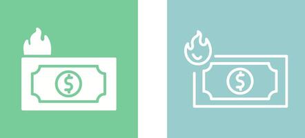 Dollar On Fire Vector Icon