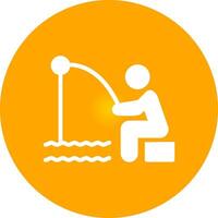 Shore Fishing Creative Icon Design vector