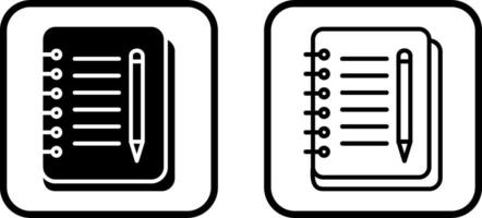 icono de vector de cuaderno y pluma