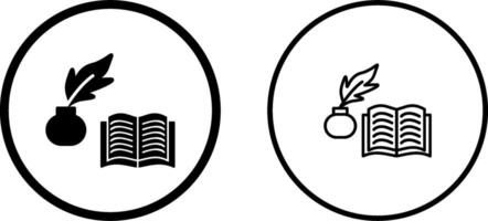 pluma y libro vector icono
