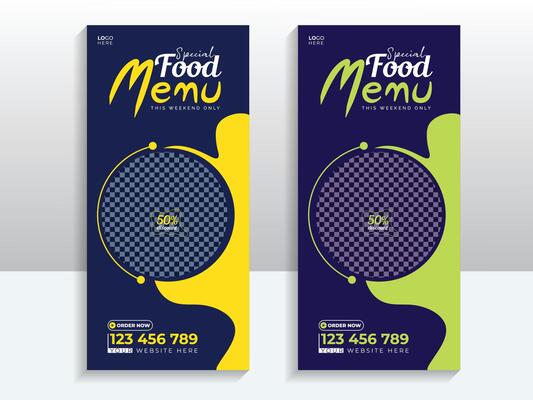 Food menu roll up banner template for restaurant or food business