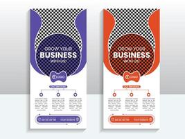 Modern business conference roll up banner or rack card design template vector