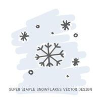 Super simple snowflakes hand-drawn doodle style vector design. Nature elements concept. Cute snowflakes quick simple drawing on a light blue sketch background