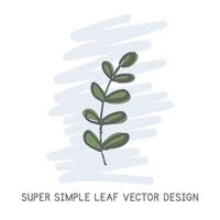 Super simple tiny leaf hand-drawn doodle style vector design. Nature elements concept. Cute green leaf quick simple drawing on a light blue sketch background