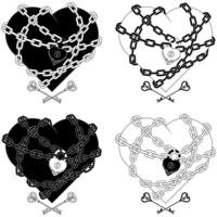 Heart wrapped with chains and padlock vector