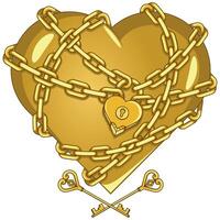 Heart wrapped with chains and padlock vector