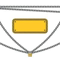 Warning sign with padlock and chains vector