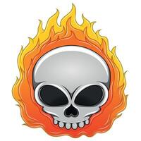 Skull engulfed in fire vector