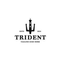 Trident Lighthouse Logo Design Concept Vector Illustration