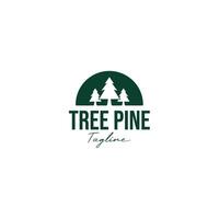 Curved Line With Pine Tree Logo Design Concept Vector Illustration