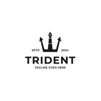 Trident Lighthouse Logo Design Concept Vector Illustration