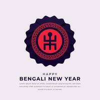 contento bengalí nuevo año papel cortar estilo vector diseño ilustración para fondo, póster, bandera, publicidad, saludo tarjeta