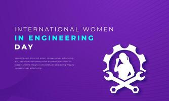 internacional mujer en Ingenieria día papel cortar estilo vector diseño ilustración para fondo, póster, bandera, publicidad, saludo tarjeta