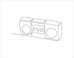 Continuous Line Drawing Of Old Fashioned Analog Radio Tape. One Line Of Radio Tape. Radio Tape Continuous Line Art. Editable Outline. vector