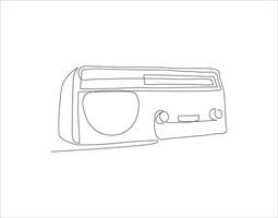 continuo línea dibujo de antiguo pasado de moda término análogo radio cinta. uno línea de radio cinta. radio cinta continuo línea Arte. editable describir. vector