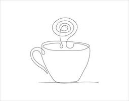 Continuous Line Drawing Of Cup Of Coffee. One Line Of Coffee. A Cup Of Coffee Continuous Line Art. Editable Outline. vector