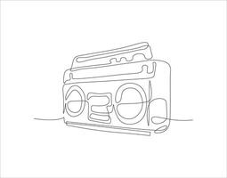 continuo línea dibujo de antiguo pasado de moda término análogo radio cinta. uno línea de radio cinta. radio cinta continuo línea Arte. editable describir. vector