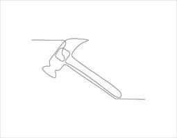 Continuous Line Drawing Of Hammer. One Line Of Hammer. Hammer Continuous Line Art. Editable Outline. vector