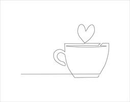 Continuous Line Drawing Of Cup Of Coffee. One Line Of Coffee. A Cup Of Coffee Continuous Line Art. Editable Outline. vector