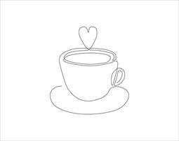 continuo línea dibujo de taza de café. uno línea de café. un taza de café continuo línea Arte. editable describir. vector