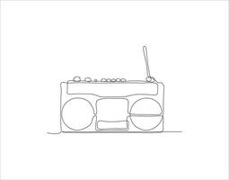 Continuous Line Drawing Of Old Fashioned Analog Radio Tape. One Line Of Radio Tape. Radio Tape Continuous Line Art. Editable Outline. vector