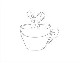 Continuous Line Drawing Of Cup Of Coffee. One Line Of Coffee. A Cup Of Coffee Continuous Line Art. Editable Outline. vector