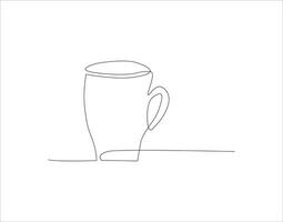 Continuous Line Drawing Of Cup Of Coffee. One Line Of Coffee. A Cup Of Coffee Continuous Line Art. Editable Outline. vector